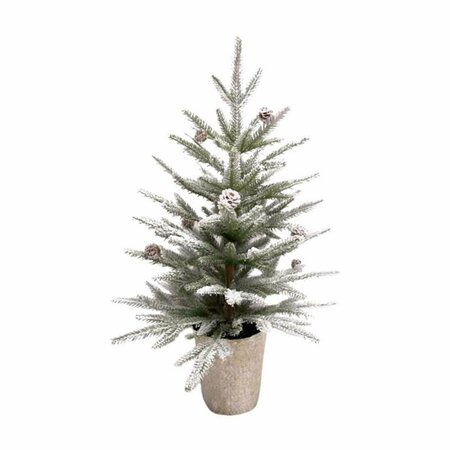 GOLDENGIFTS 24 in. Tree with Basket Indoor Christmas Decor Green GO2741203